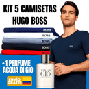 Kit 5 Camisetas Hugo Boss + Perfume Armani de Regalo🎁 - ¡OFERTA SOLO HOY!🔥