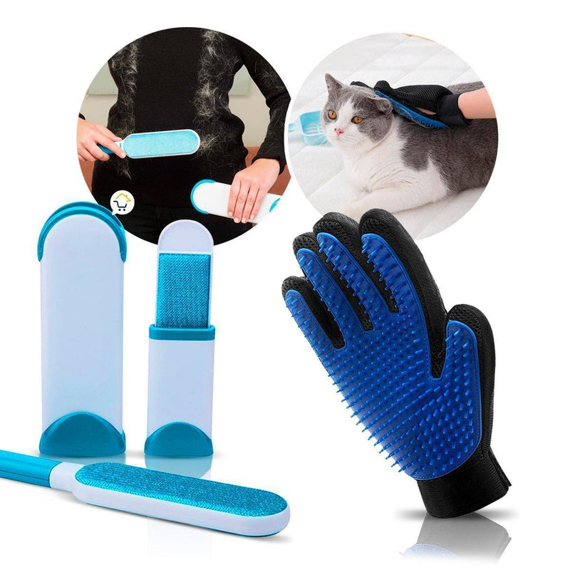 Combo Guante Quita pelos Mascotas Y Cepillo Quita Pelusas - DiversiColombia