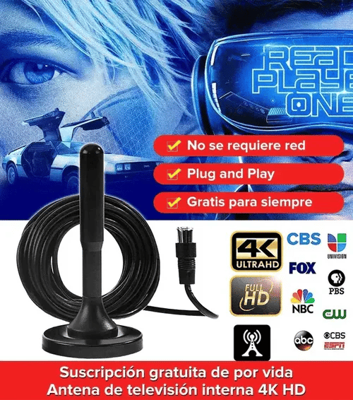 ANTENA HD TV 4K Para Todos Los Televisores │ SignalBoost™ -  (¡Quedan 5 unidades a este precio promocional!🔥)