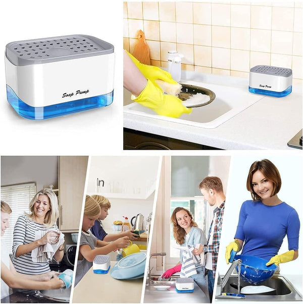Dispensador Acrílico De Jabón Liquido Lavaplatos Con Esponja Cocina - DiversiColombia