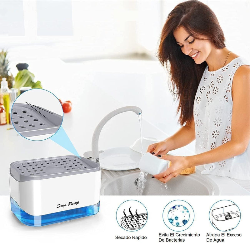 Dispensador Acrílico De Jabón Liquido Lavaplatos Con Esponja Cocina - DiversiColombia